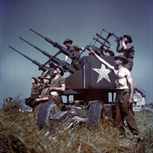 Photograph of Canadian personnel portable Triple Polsten 20mm anti-aircraft mount