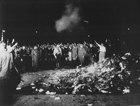 Photograph of the book burning in Germany in 1933