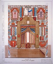 Illustration of the interior of El Santuario Del Señor Esquipula, Chimayo Sante Fé County, New Mexico