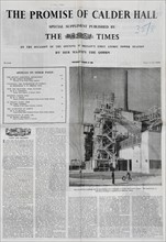 Newspaper article about Britain opening it's first nuclear power plant.
