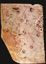 Surviving fragment of the first World Map of Piri Reis