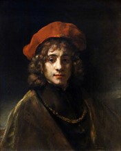Studio of Rembrandt 'A Boy in fanciful costume' Oil on canvas',