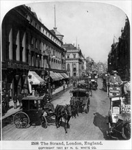 The Strand, London, England with horse drawn cabs