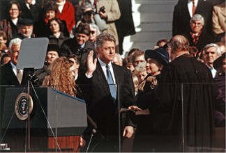 US president Bill Clinton, taking the oath of office, 1993