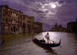 Grand Canal by moonlight, Venice, Italy