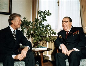 Leonid Brezhnev with US President Jimmy Carter. Attending the Vienna strategic arms limitation treaty talks