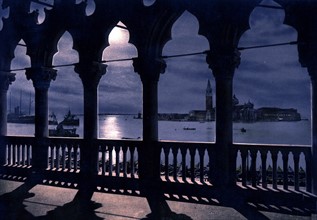 San Georgio by moonlight, from the Doges' Palace, Venice, italy 1900