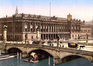 Frederick's Bridge next to the Stock Market or Bourse, Berlin, Germany 1900
