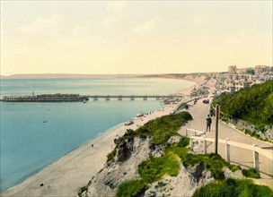 View of the Bournemouth pier from East Cliff, Bournemouth, England 1900