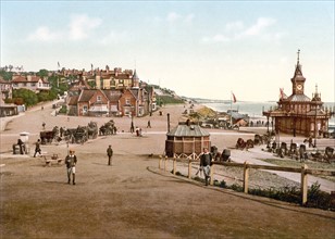Entrance to the harbor and beach, Bournemouth, England 1895