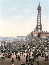 The tower with beach, Blackpool, England 1890