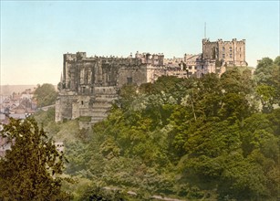 Photomechanical print of Durham Castle, England