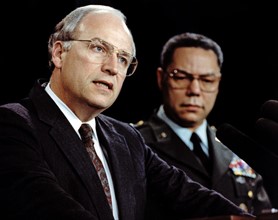 Photograph of Secretary of Defense Dick Cheney and Secretary of State Colin Powell