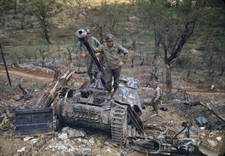 Photograph of abandoned German armor, Italy