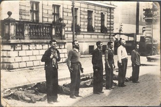 Photograph of six Polish civilians moments before death by firing squad
