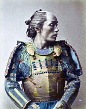 Hand-Colour photograph of a Japanese Samurai warrior by Franz von Stillfried-Ratenicz