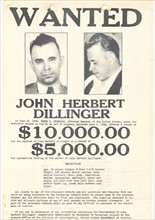 Wanted poster for John Herbert Dillinger