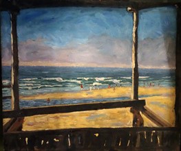 View from a bathing hut at the Miami Surf Club 1946, painted by Sir Winston Churchill.