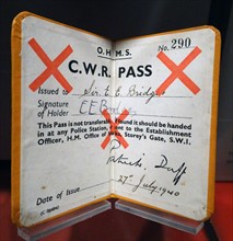 Identity document used as a pass by staff and officials in the Cabinet war rooms bunker, London; England.