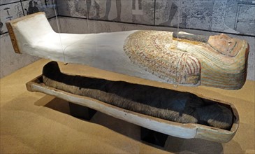 Replica of a painted wood coffin from an XXV-XXVI Dynasty Egyptian tomb