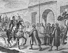 Engraving depicting the submission of Valladolid