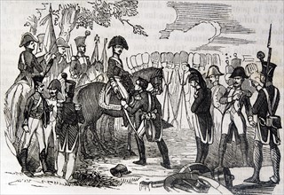 Surrender by France at the Battle of Bailén, General Pierre Dupont de l'Étang handing his sword