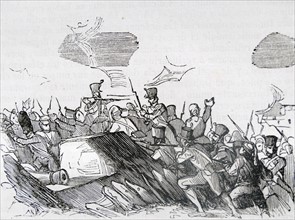 Engraving depicting the defeat of the French in the front of Gerona