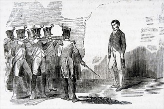 Engraving depicting the execution of Lieutenant Colonel Santiago