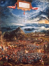 Painting titled 'The Battle of Alexander at Issus' by Albrecht Altdorfer
