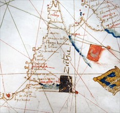 Renaissance map of Europe, Jacopo Russo, 1528, detail of north African coast