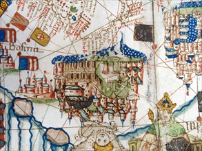 Renaissance map of Europe, Jacopo Russo, 1528, detail of Bosnia