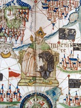 Renaissance map of Europe, Jacopo Russo, 1528, detail of Charles V the Holy Roman Emperor