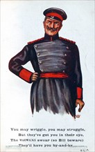 World War One, British anti-German propaganda post card with an image of Kaiser Wilhelm II.