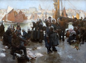 Albert Ch?vallier Taylor (1862-1926) The Departure of the Fishing Fleet, Boulogne, 1891