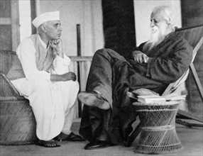 Rabindranath Tagore (1861 – 1941)right with Pandit Jawaharlal Nehru