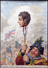 Hand-coloured etching titled 'Bonaparte, 48 Hours after Landing' by James Gillray