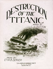 Poster for the musical 'Destruction of the Titanic' words by C. H. Dutton and Music by Etta B. Server