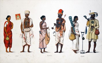 Watercolour on English Paper titled 'Religious Couples' from Thanjavur, Southern India