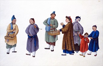 Colours on paper titled 'People from Shandong province' from China