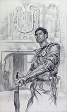 Nationalist soldier during the Spanish Civil War;illustration