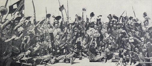 Spanish foreign Legion troops celebrate the relief of Tifaruin