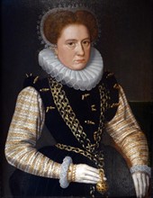 portrait of an Unknown Lady, in Spanish Costume. Oil on panel), 1580s, Dutch School