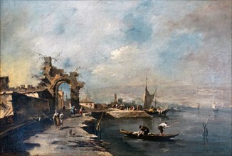 Coastal Scene 1760 by Francesco Guardi 1712-1793. Oil on Canvas