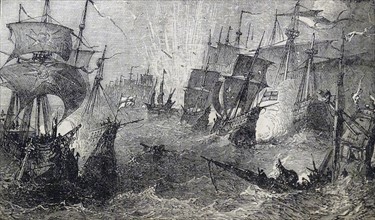 Spanish Armada or Great Armada, an unsuccessful attempted invasion of England by Spain in 1588