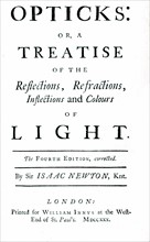 Title page of 'Opticks ....' by Sir Isaac Newton