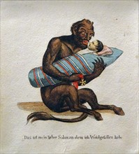 Hand-coloured etching titled 'Das ist mein lieber Sohn' by Anonymous