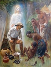 'A Medical Missionary Attending to a Sick African' by Harold Copping