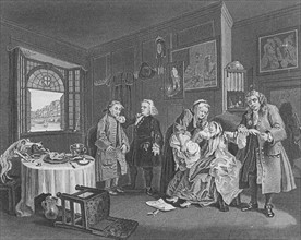 Engraving titled 'Marriage A La Mode' by William Hogarth