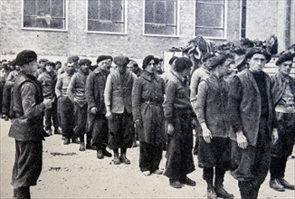 Carlist soldiers on a parade ground during the Spanish Civil War