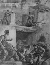 Propaganda illustration showing street fighting during the Spanish Civil War